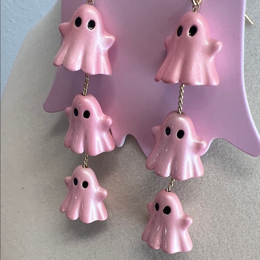Charming Pink Ghost Dangle Earrings 👻🩷 - Picture 4 of 5